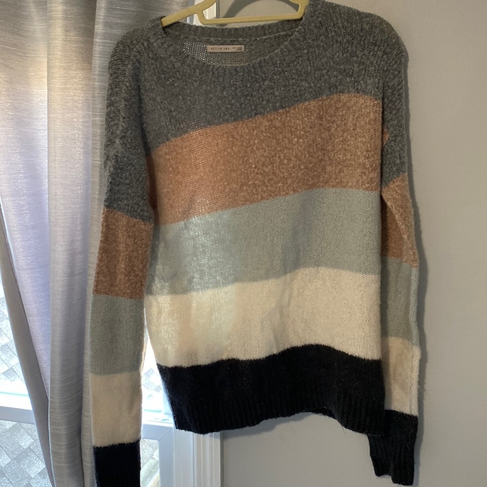 Colorblock stripe crew neck sweater from pink lily boutique